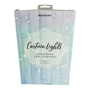 Curtain Lights Cascading Battery-Operated LED 96 LEDs  3.5 × 5 Ft